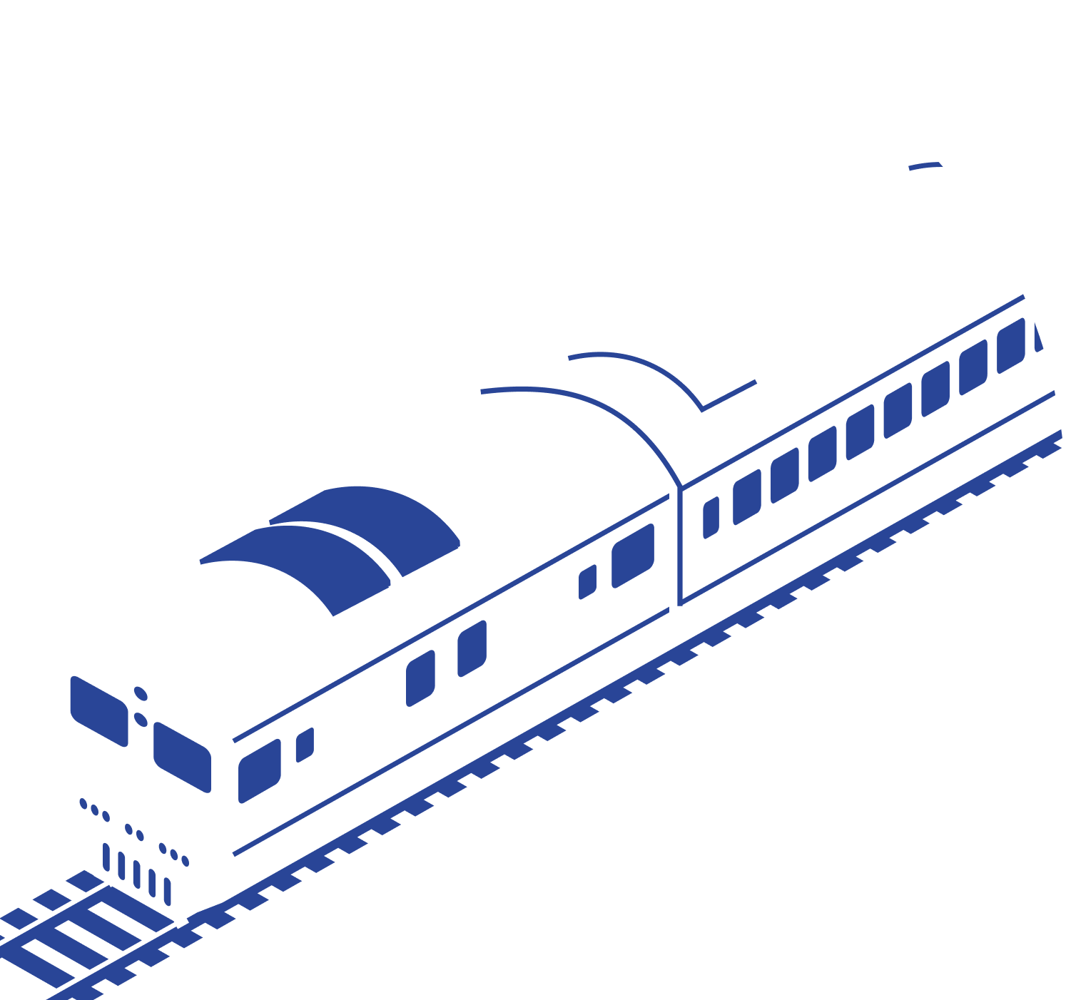 Isometric illustration of a train at a station